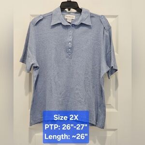 C. D. Daniels Short Sleeve Polo Shirt w/Shoulder Epaulets, EUC, Size 2X